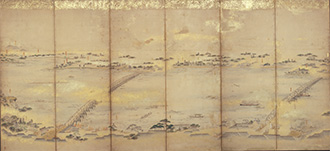 鳥文斎栄之「隅田川風物図屏風」1826年（文政9）