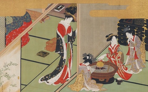 遊里風俗図（左幅）　勝川春章　 江戸時代（18世紀）　 出光美術館蔵