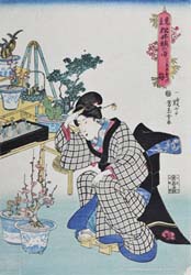 歌川芳玉画「見立松竹梅の内　うゑ木売の梅」弘化年間（1843～47年）個人蔵