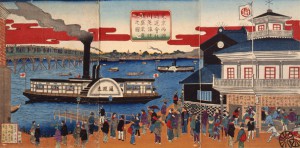 東京両国通運会社川蒸気往復盛栄真景之図