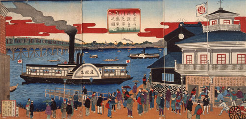 「東京両国通運会社川蒸気往復盛栄真景之図」画像