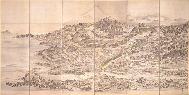 鍬形蕙斎「江戸一目図屏風」（複製）1809年（文化6） 津山郷土博物館原所蔵