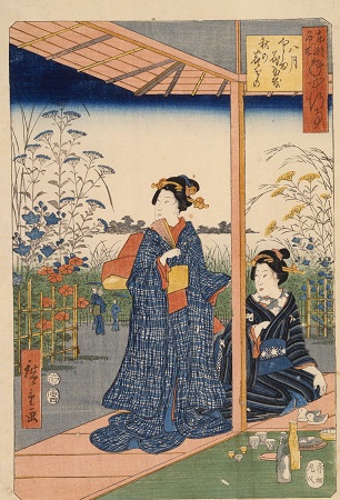 歌川広重「東都名所年中行事 八月 向じま花屋敷秋の花ぞの」1854年（安政元）