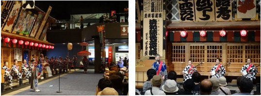 中村座前での口上の様子