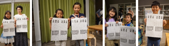 作成した見立番付を披露するお客様の画像